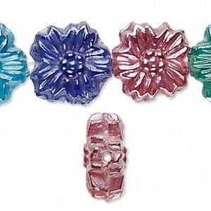 10 Mixed Colors Transparent India Luster Glass 20mm Flower Beads